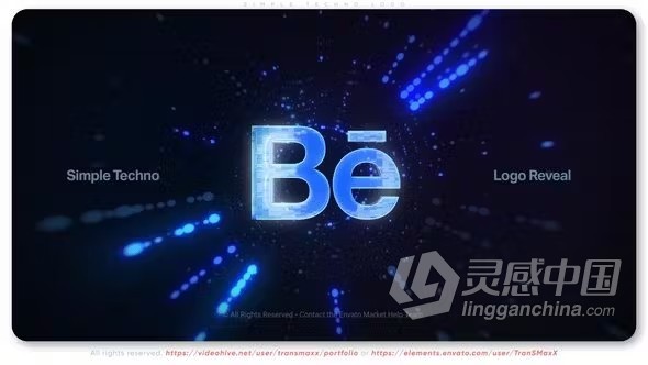 AE模板-技术文本带有HUD元素碰撞效果数字标志介绍AE模板下载 Simple Techno Logo  灵感中国网 www.lingganchina.com