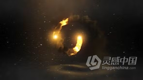 AE模版-动态动画火球盘旋汇聚产生冲击波标志显示片头AE模板下载 Fire Explosion Logo reveal  灵感中国网 www.lingganchina.com