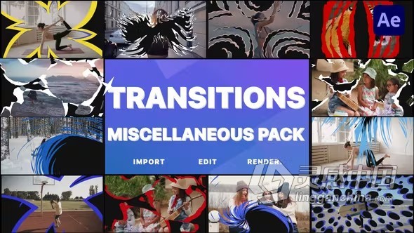 AE模版-卡通手绘过渡动画元素AE模板下载 Miscellaneous Transitions  灵感中国网 www.lingganchina.com