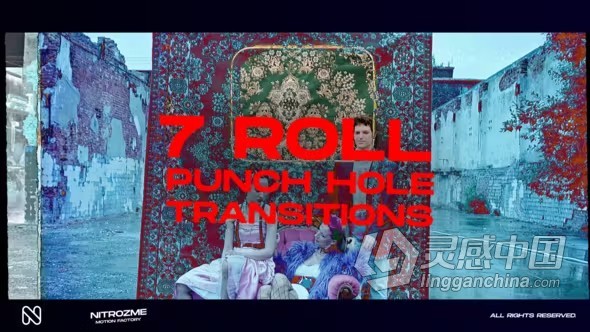 AE模板-冲孔紊乱视频转场AE模板下载 Punch Hole Roll Transitions Vol. 01  灵感中国网 www.lingganchina.com