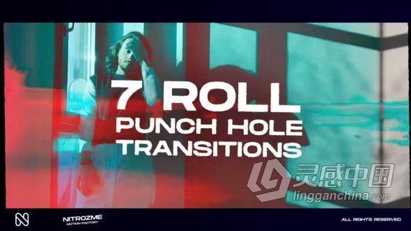 AE模板-冲孔紊乱视频转场AE模板下载 Punch Hole Roll Transitions Vol. 02  灵感中国网 www.lingganchina.com