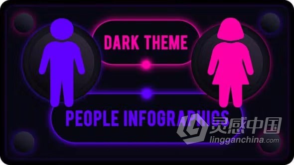 AE模板-人口增长数据分析男女比例出生率统计信息图动画AE模板下载 Dark-Theme-People-Infographics  灵感中国网 www.lingganchina.com