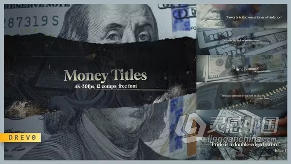 AE模版-银行业务金融货币经济投资纸币背景标题动画AE模版下载 Money Titles  灵感中国网 www.lingganchina.com