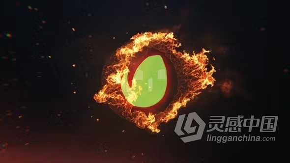 AE模版-烈火燃烧火花粒子火焰标志动画AE模版下载 Fire Logo Reveal  灵感中国网 www.lingganchina.com