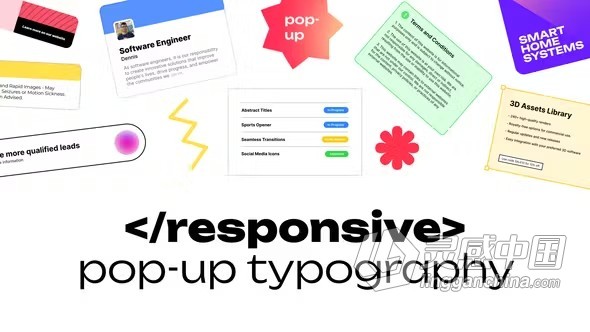 AE模版-10个响应式弹出式排版标题动画AE模版下载 Responsive Pop-up Typography  灵感中国网 www.lingganchina.com