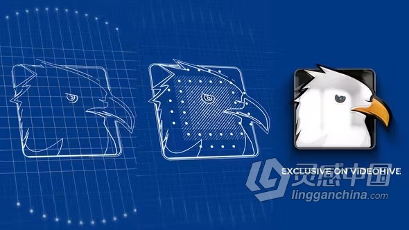 AE模板-建筑工程公司网格素描草图品牌LOGO动画AE模板下载 Blueprint Grid Logo Reveal 2  灵感中国网 www.lingganchina.com