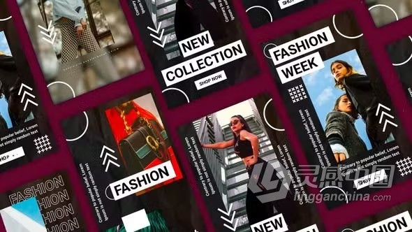 AE模板-时装周活动宣传海报垂直版时尚短视频AE模板下载 Fashion Week Instagram Story After Effects Template  灵感中国网 www.lingganchina.com