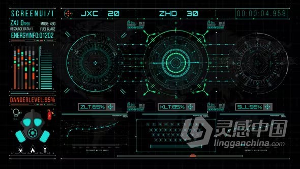 AE模板-用户界面屏幕科技元素小工具AE模板下载 HUD700 UI Screen Gadget  灵感中国网 www.lingganchina.com