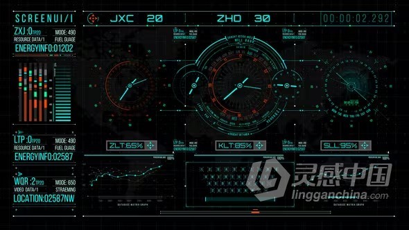 AE模板-UI 屏幕小工具 2科技元素AE模板下载 HUD700 UI Screen Gadget 2  灵感中国网 www.lingganchina.com