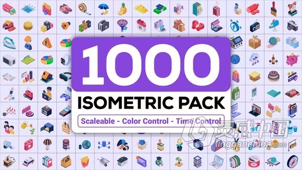 AE模板-一千多个等距图标动画效果AE模板下载 1000+ Isometric Icons Pack  灵感中国网 www.lingganchina.com