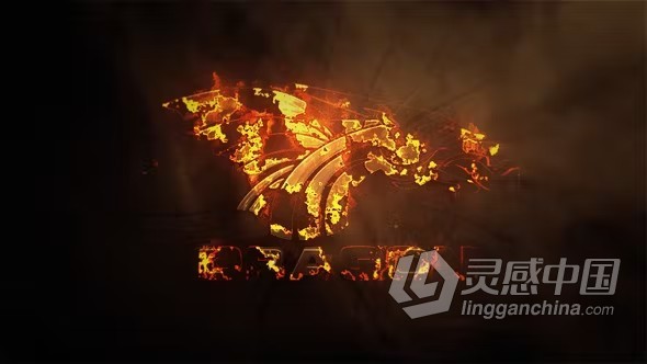 AE模板-3D大气震撼火热灼烧LOGO动画AE模板下载 Cinematic Logo  灵感中国网 www.lingganchina.com