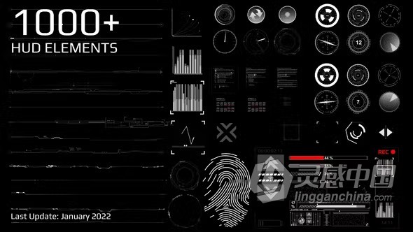 AE模板-AI高科技网格文本块目标载荷1000+平视显示HUD元素AE模板下载 Big Hud Pack  灵感中国网 www.lingganchina.com