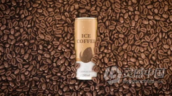 AE模板-咖啡豆画面3d铝罐冰咖啡广告AE模板下载 Iced Coffee Ad  灵感中国网 www.lingganchina.com