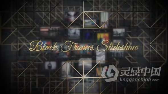 AE模板-抽象墙上黑色相框照片电影3d场景视频相册AE模板下载 Black Frames Slideshow  灵感中国网 www.lingganchina.com