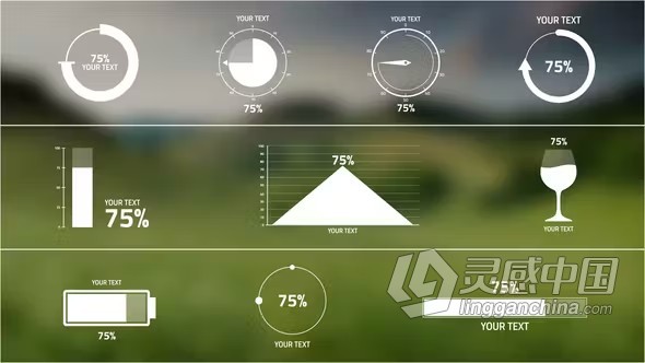 AE模板-10个不同的百分比信息图表动画AE模板下载 10 Percentage Infographics  灵感中国网 www.lingganchina.com