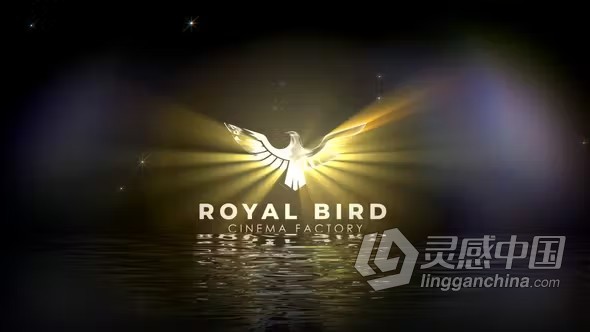 AE模板-闪亮波浪浮出水面电影LOGO发光扫光动画AE模板下载 Cinematic Logo Rises Over Water  灵感中国网 www.lingganchina.com