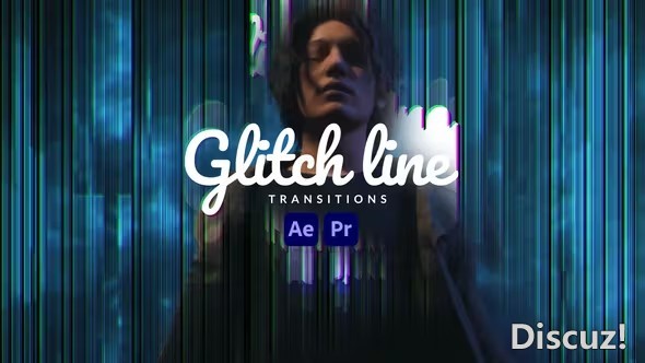 AE与PR转场模板科技失真毛刺故障线过渡 Glitch Line Transitions  灵感中国网 www.lingganchina.com