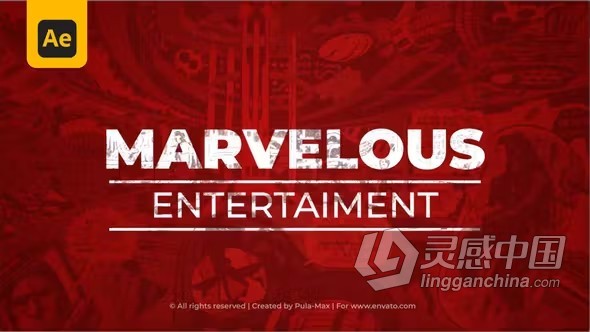 AE模板-快闪照片超级英雄漫威风格标志介绍AE模板下载 Marvelous Logo Intro  灵感中国网 www.lingganchina.com