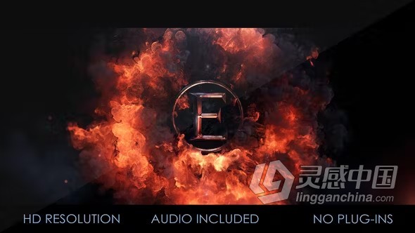 AE模板-爆炸烟雾火焰特效金属LOGO片头动画视频AE模板下载 Cinematic Fire Logo  灵感中国网 www.lingganchina.com