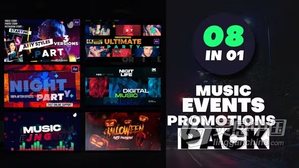 AE模板-音乐活动预告片时尚派对表演介绍开场白AE模板下载 Music Events Promotions Bundle Pack  灵感中国网 www.lingganchina.com