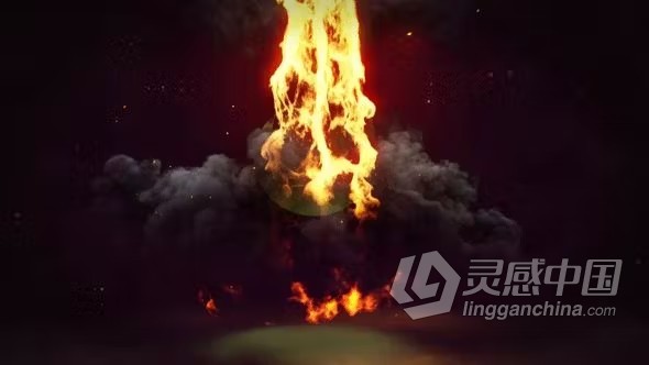 AE模板-3D火焰冲击效果点火燃烧浓烟揭晓标志动画AE模板下载 Fire Logo Reveal  灵感中国网 www.lingganchina.com