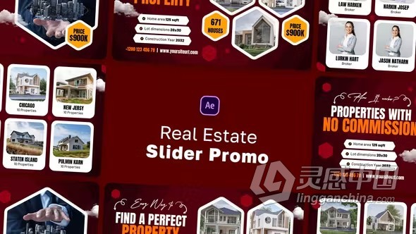 AE模板-房地产酒店公寓度假村旅游景点滑块演示AE模板下载 Real Estate Slider Promo  灵感中国网 www.lingganchina.com