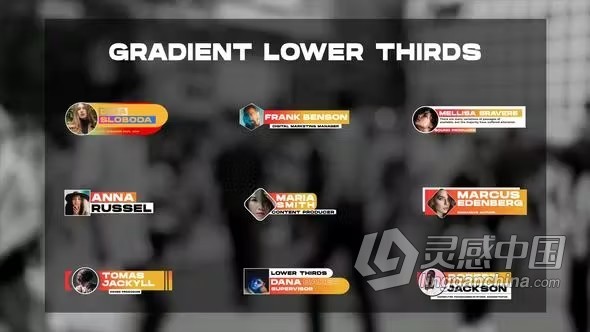 带照片头像渐变风格屏幕下方标题信息栏字幕条AE模板下载 Gradient Lower Thirds  灵感中国网 www.lingganchina.com