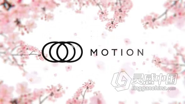 粉红色的花树樱花背景动画标志揭晓AE模板下载 Sakura Blossom Logo Reveal  灵感中国网 www.lingganchina.com