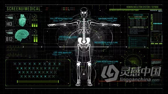 健身科技医疗元素AE模板下载 HUD700 Screen MEDICAL1  灵感中国网 www.lingganchina.com