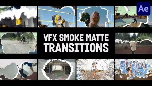 电影烟雾转场效果VFX烟雾遮罩过渡AE模板下载 VFX Smoke Matte Transitions for After Effects  灵感中国网 www.lingganchina.com