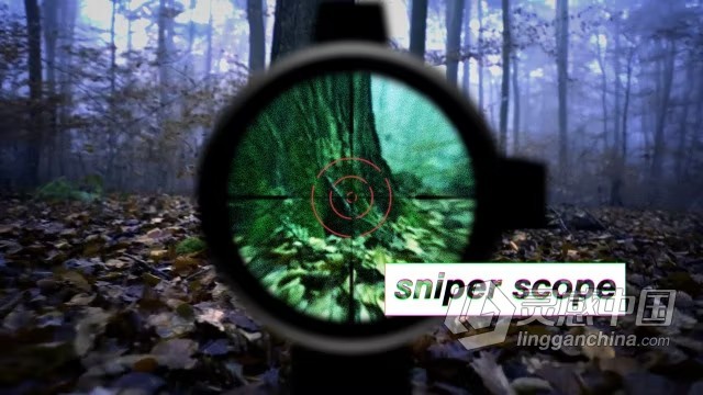 带有标题的狙击目标瞄准镜效果AE模板下载 Sniper Scope Target Replacement Title  灵感中国网 www.lingganchina.com