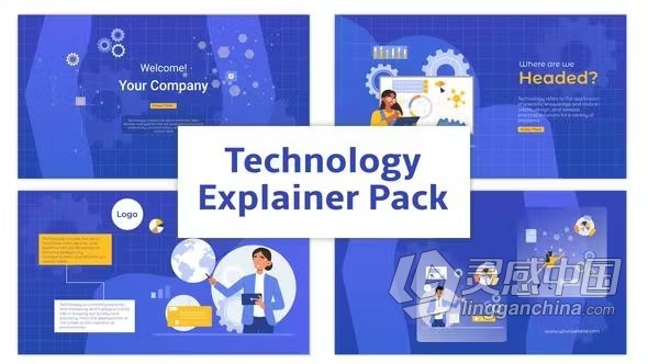 云计算人工智能区块链尖端技术主题MG讲解动画场景AE模板下载 Technology Explainer Animation Scene Pack  灵感中国网 www.lingganchina.com