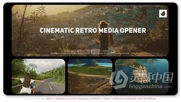 复古风格多屏幕旅游电影视频媒体开场白AE模板下载 Cinematic Retro Media Opener  灵感中国网 www.lingganchina.com