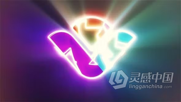 霓虹灯故障标志动画PR模板下载 Neon Glitch Logo Animation  灵感中国网 www.lingganchina.com