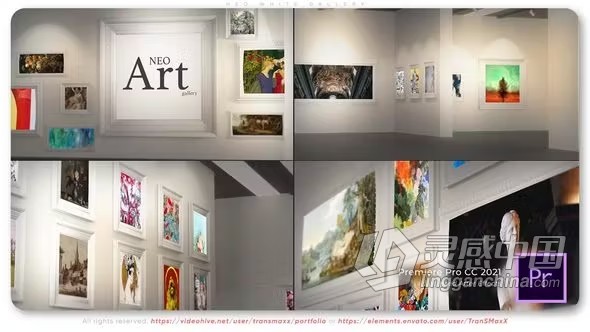 现代艺术画廊新风格3d图片展示著名展览视频相册PR模板下载 Neo White Gallery  灵感中国网 www.lingganchina.com