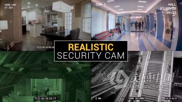 监控安全摄像头录制模式创建逼真的闭路电视效果PR模板下载 Realistic Security Cam  灵感中国网 www.lingganchina.com