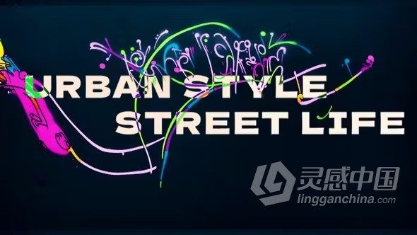 多彩抽象艺术涂鸦标志动画PR模板下载 Graffiti Logo Reveal  灵感中国网 www.lingganchina.com