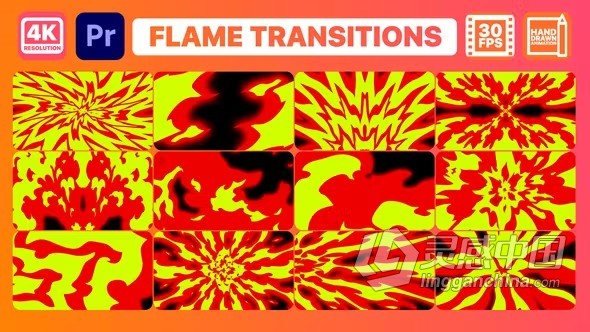 发光的火焰元素转场过渡PR模板下载 Flame Transitions  灵感中国网 www.lingganchina.com