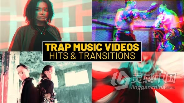 96个Trap音乐视频点击动画效果和转场切换元素PR模板下载 Trap Music Video Hits and Transitions  灵感中国网 www.lingganchina.com