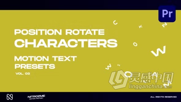 运动文字标题动画PR模板下载 Characters Motion Text Position Rotate Vol. 03 for Premiere Pro  灵感中国网 www.lingganchina.com