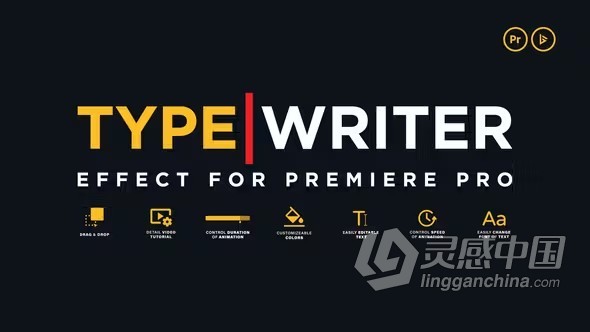 闪烁光标打字机效果文本动画PR模板下载 Typewriter Effect For Premiere Pro  灵感中国网 www.lingganchina.com