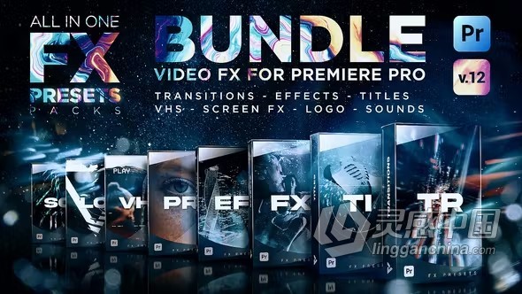 FX Presets Bundle V.12 PR模板转场标题效果VHS调色LUTs预设  灵感中国网 www.lingganchina.com