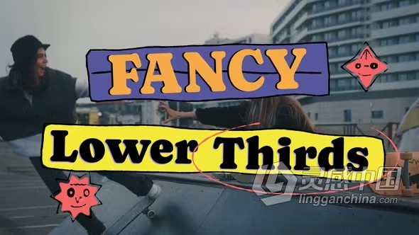 PR模板-创意卡通标题条彩色花哨标题栏字幕效果 Fancy Lower Thirds  灵感中国网 www.lingganchina.com