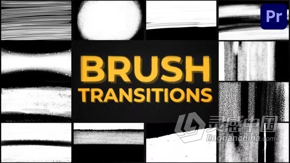 彩色笔刷过渡转场PR模板下载 Brush Transitions  灵感中国网 www.lingganchina.com