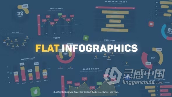 平面设计信息图表动画社交媒体图标元素AE模板下载 Flat Design Infographics  灵感中国网 www.lingganchina.com