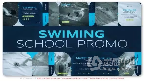 游泳学校水中体育活动广告公司宣传视频AE模板下载 Swimming School  灵感中国网 www.lingganchina.com