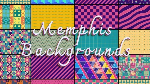 32种孟菲斯流行艺术风格现代抽象图案背景动画AE模板下载 Memphis Colorful Backgrounds  灵感中国网 www.lingganchina.com