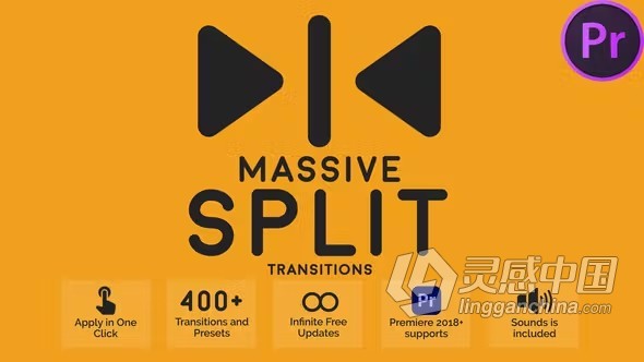 400+种画面分割滑动转场过渡效果PR模板下载 Massive Split Transitions  灵感中国网 www.lingganchina.com