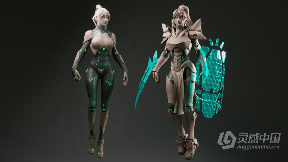 ZBrush与Maya科幻女士兵角色雕刻建模制作视频教程  灵感中国网 www.lingganchina.com