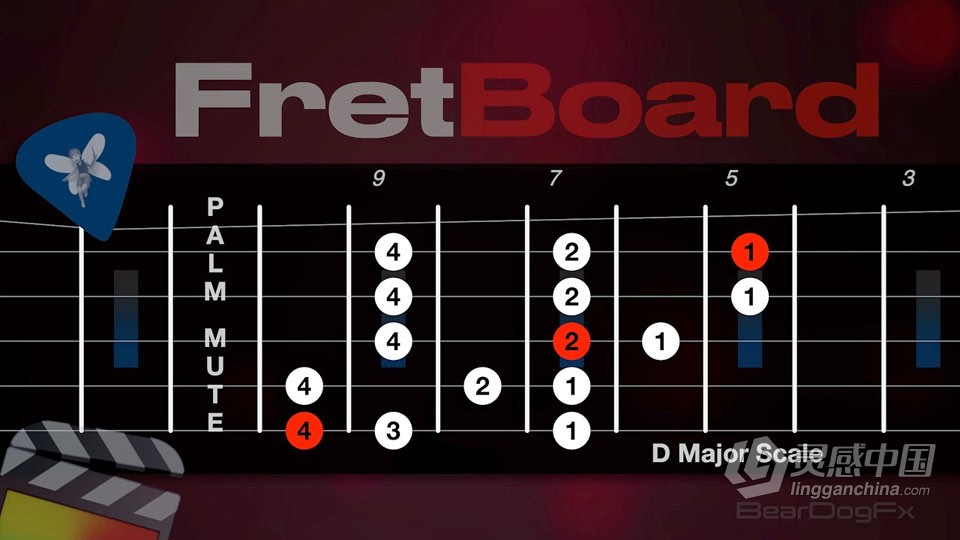 FCPX插件-可视化音乐指板调频调音指示工具 FretBoard 汉化中文版  灵感中国网 www.lingganchina.com